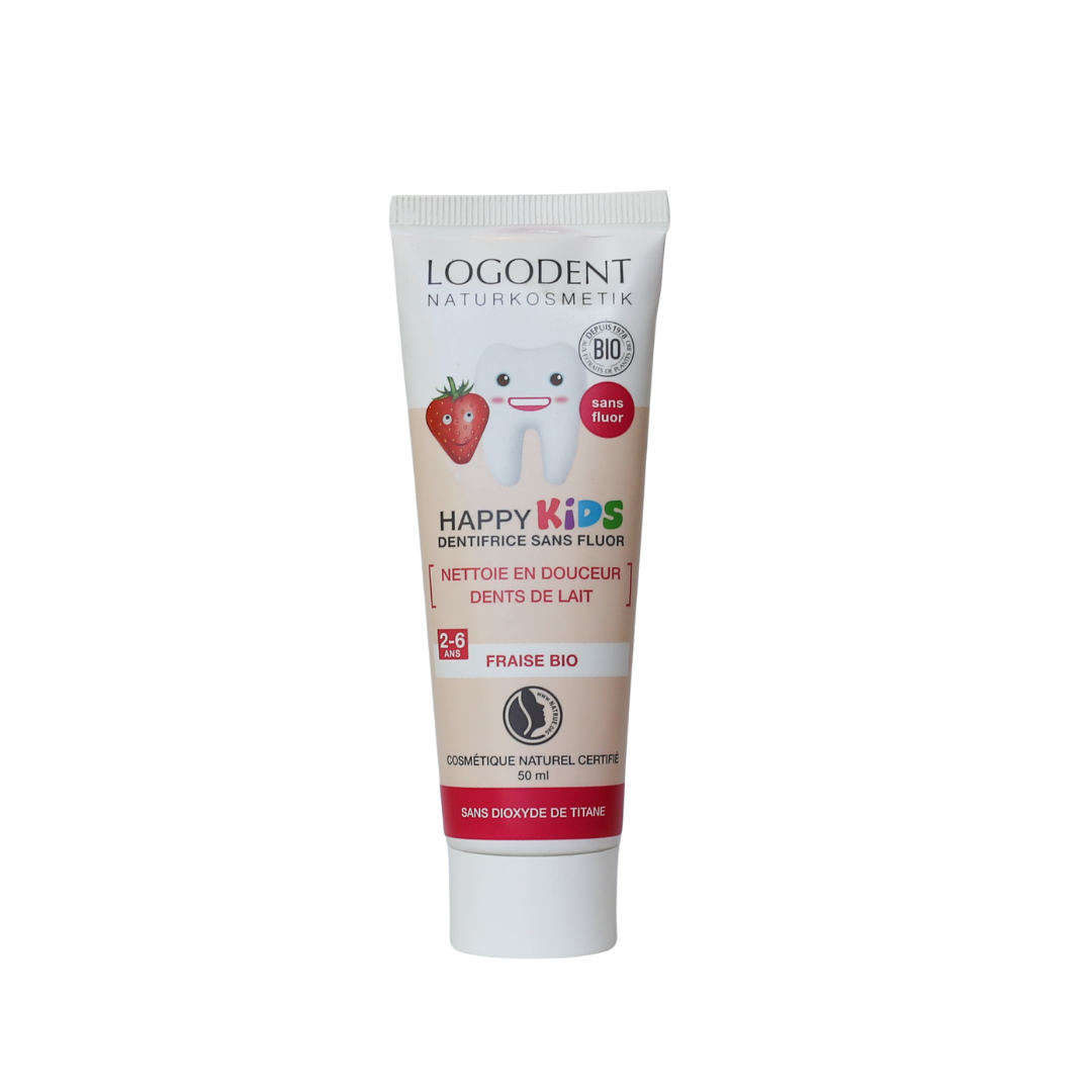 LOGONA - Dentifrice Gel Happy Kids fraise bio sans fluor, 50 ml