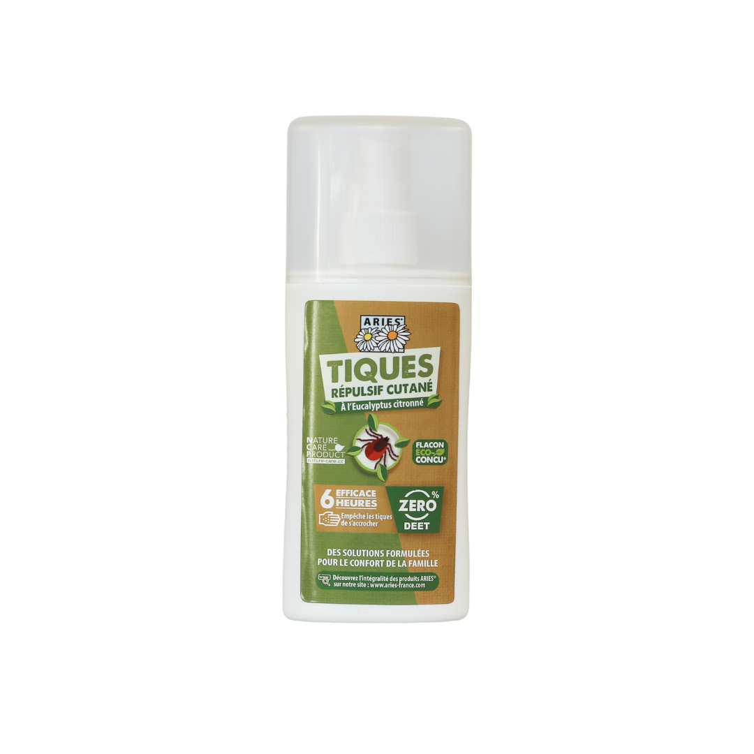 ARIES - Spray répulsif cutané Tiques efficacité 6 heures, 100 ml