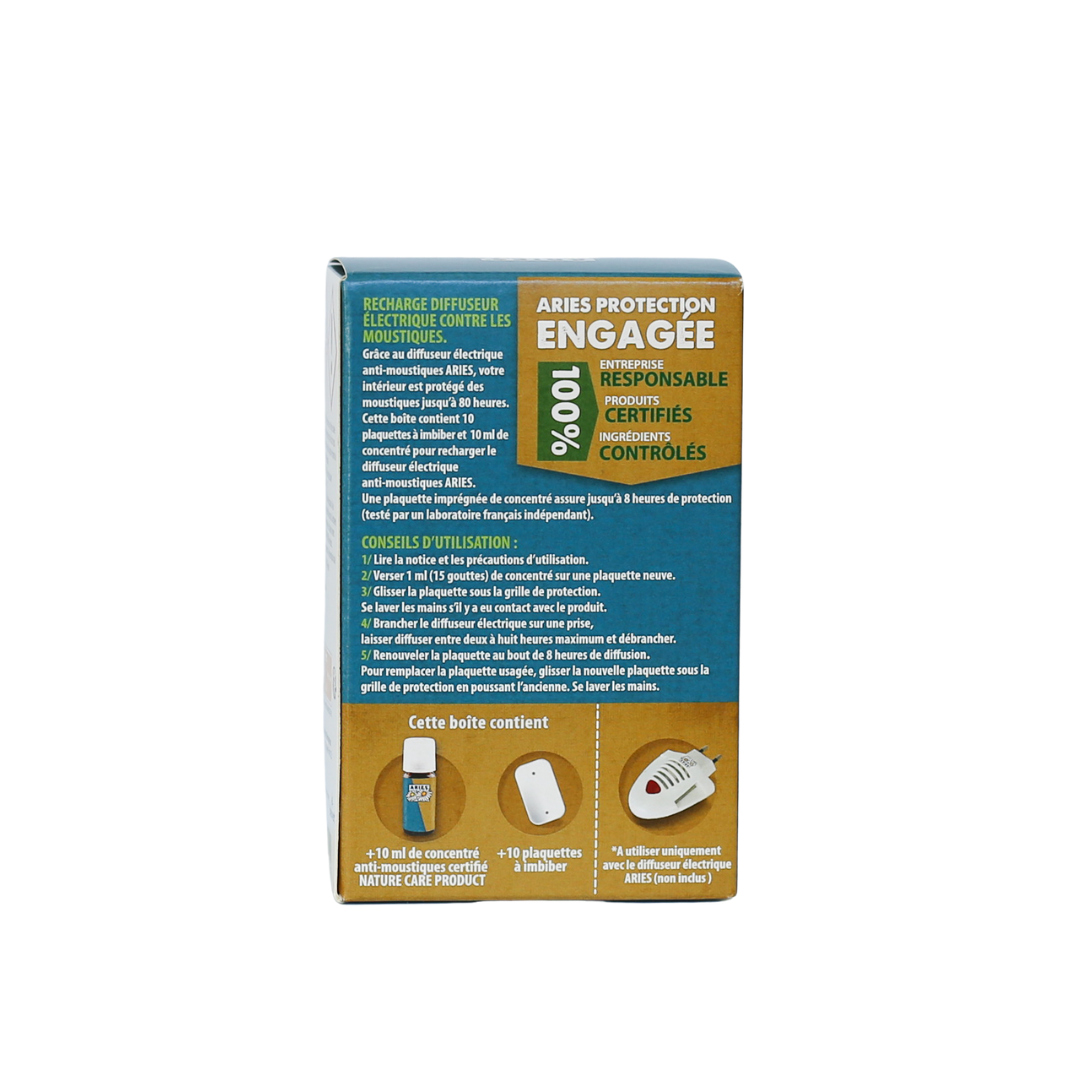 ARIES - Recharge diffuseur Moustiques + 10 plaquettes + 10 ml