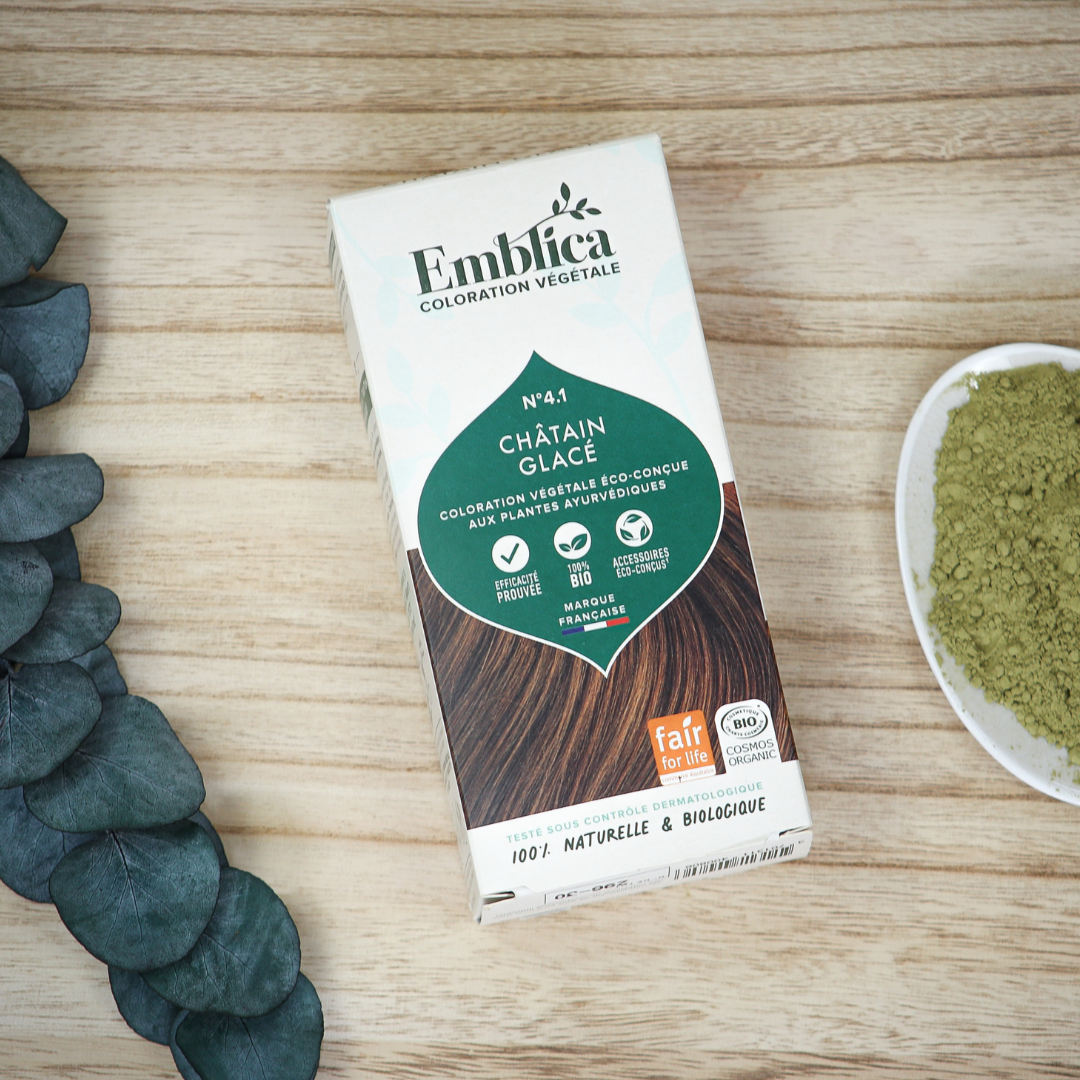 EMBLICA Coloration végétale 4.1 châtain glacé 100g | BLEUVERT