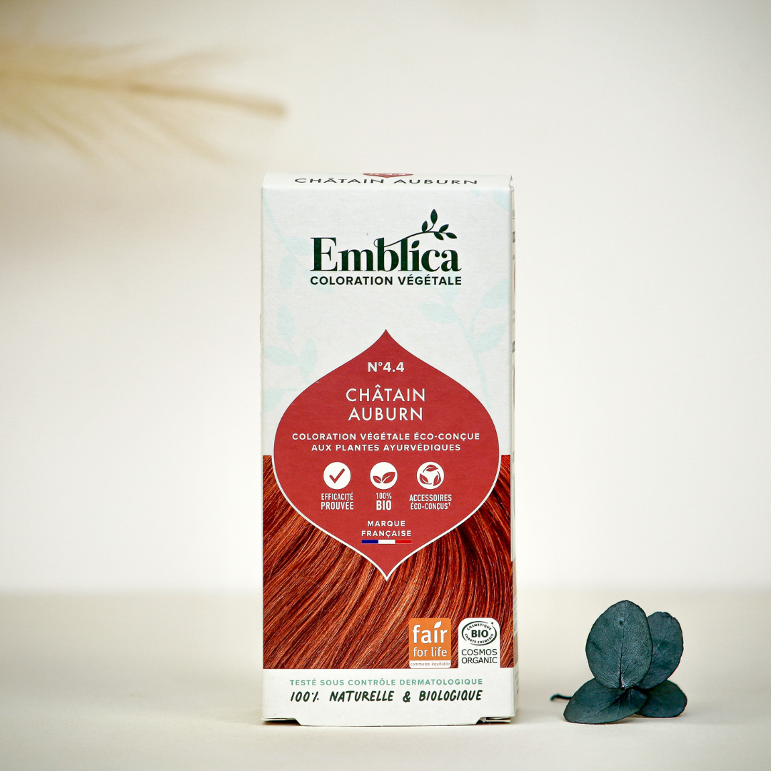 EMBLICA Coloration végétale 4.4 châtain auburn 100g | BLEUVERT