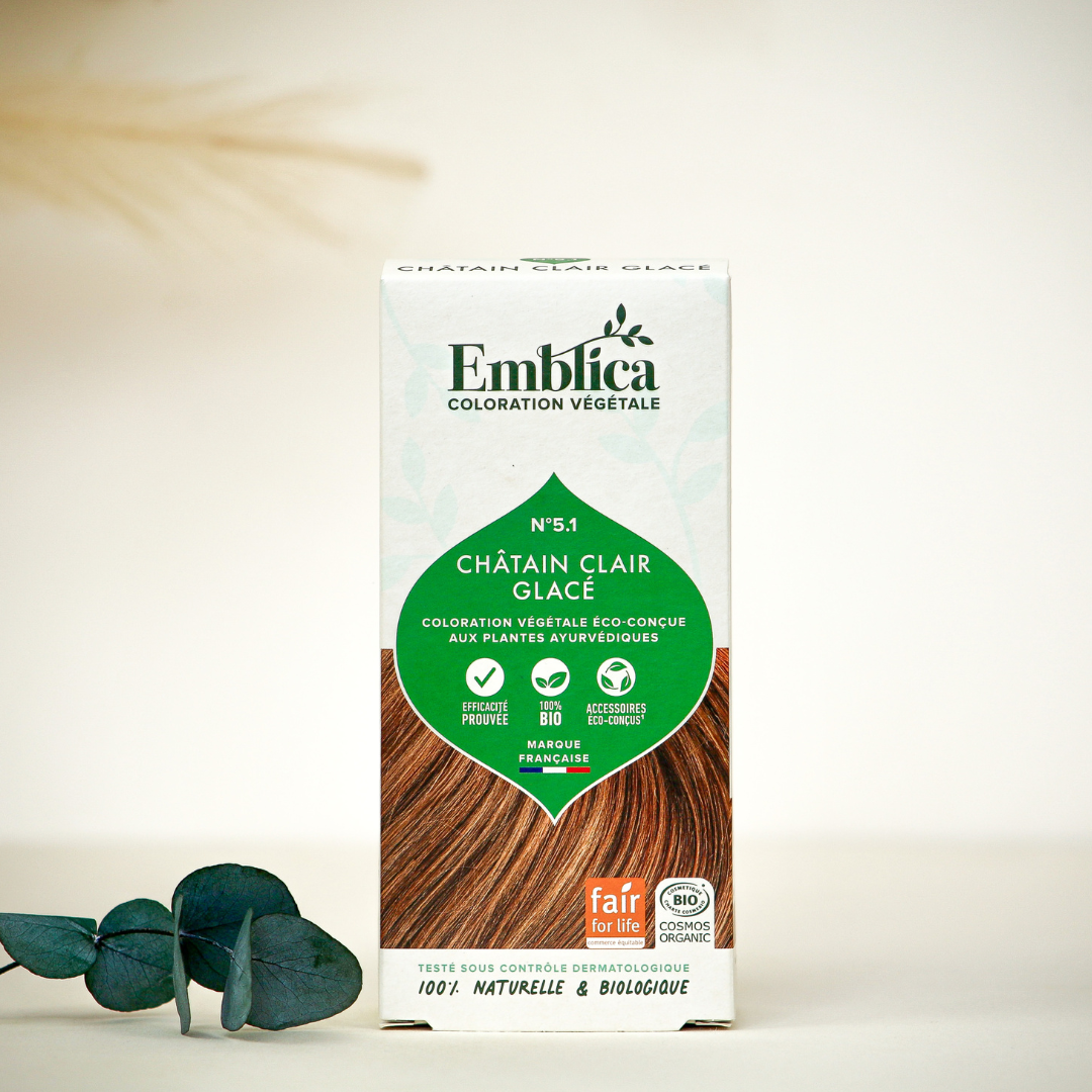 EMBLICA Coloration végétale 5.1 châtain clair glacé 100g | BLEUVERT