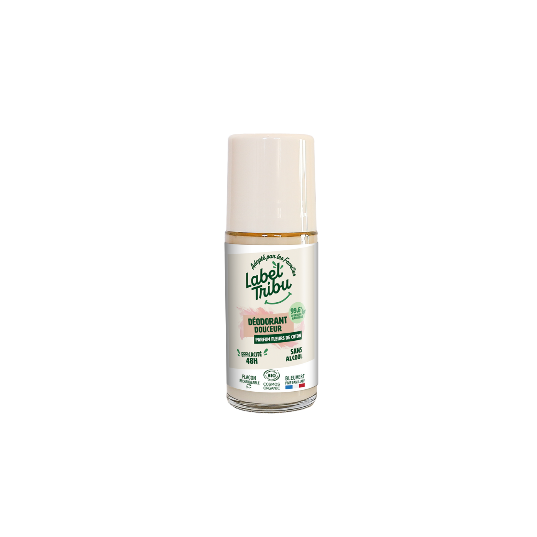 LABEL TRIBU - Déodorant Fleurs de Coton, Roll-on rechargeable, 50 ml
