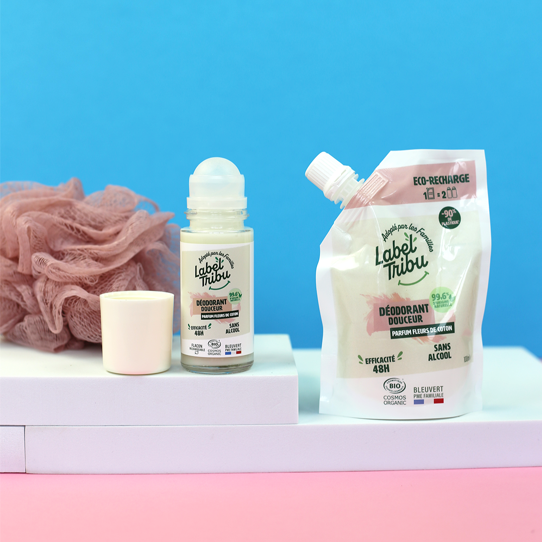 LABEL TRIBU - Déodorant Fleurs de Coton, Roll-on rechargeable, 50 ml
