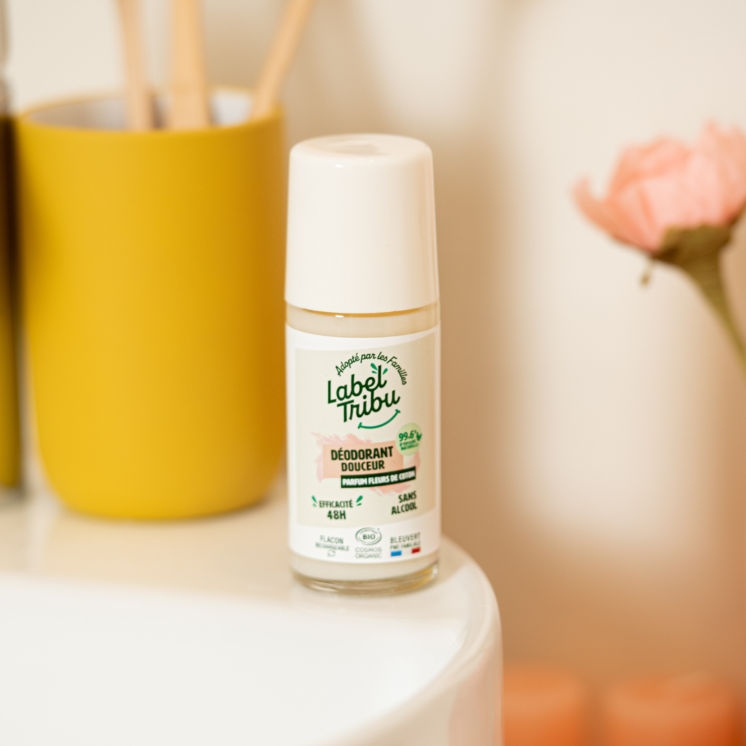 LABEL TRIBU - Déodorant Fleurs de Coton, Roll-on rechargeable, 50 ml