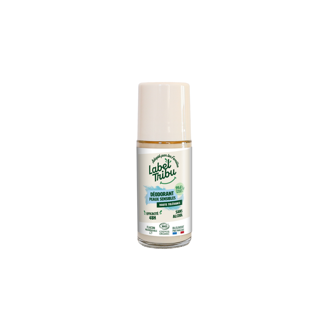 LABEL TRIBU - Déodorant peaux sensibles, Roll-on rechargeable, 50 ml